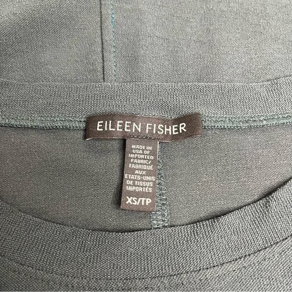 Eileen Fisher Jewel Tone Blue/Green Crepe Short Sleeve Midi Dress Size X-Small - Picture 7 of 12